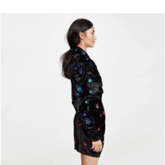 Rococo Sand Mini Dress in Black Velvet Embellished Rainbow Sequin Stars Size XL - Picture 3 of 11